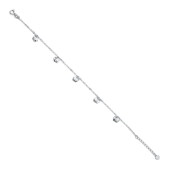 14k white gold heart chain bracelet 7+1' inches